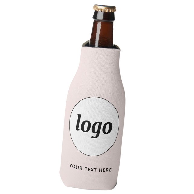 Porta-garrafa Texto do logotipo simples Promocional para empresa (Simple logo with custom text business branding promotional bottle cooler in blush pink)
