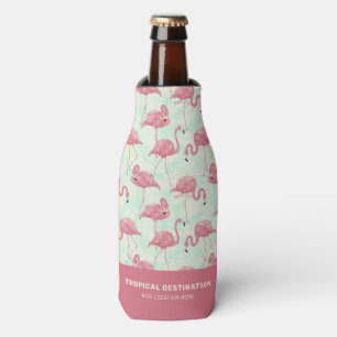 Porta-garrafa Texto personalizado do padrão Flamingo bonito