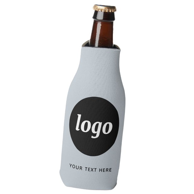 Porta-garrafa Texto simples para logotipo Promocional comercial  (Simple logo with custom text business branding promotional bottle cooler in pale blue)