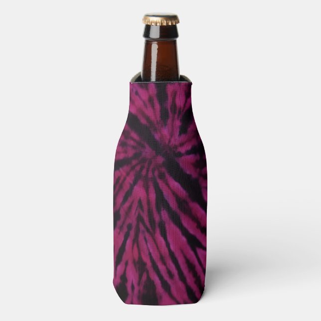 Porta-garrafa Tie-Dye Purple Pink Black Hippie Retro Pattern  (Frente da Garrafa)