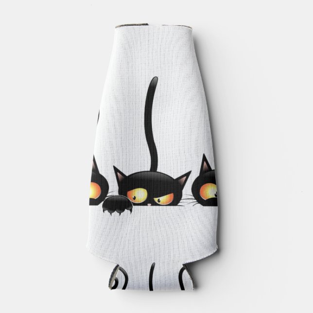 Porta-garrafa Três gatos pretos (Frente)