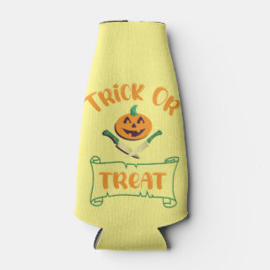 Porta-garrafa Trick or treat tíbias cruzados rosto de abóbora de
