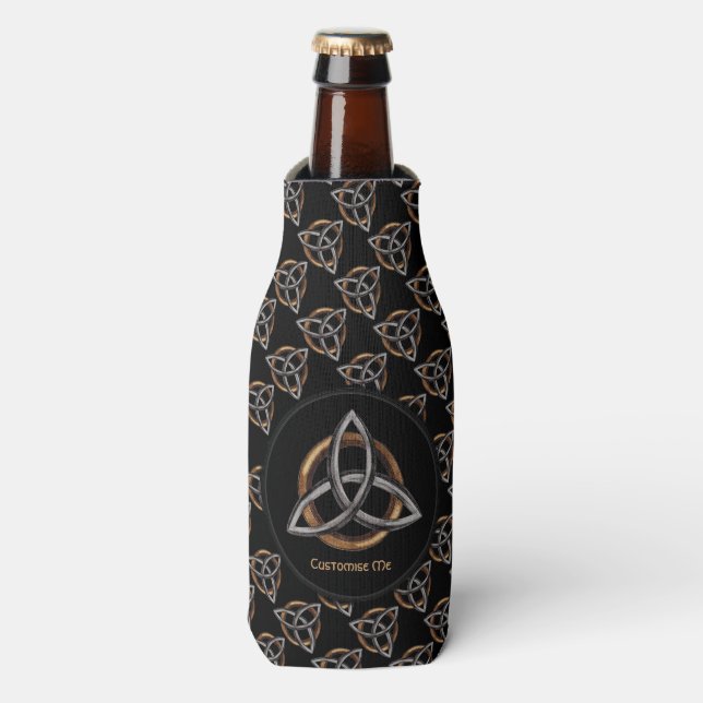 Porta-garrafa Triquetra (Castanho/Prata) (Frente da Garrafa)