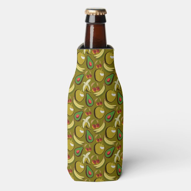 Porta-garrafa Tropical fruit seamless pattern yellow (Frente da Garrafa)