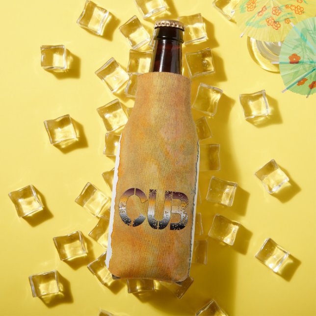 Porta-garrafa Ursinho de SlipperyJoe, palavra cor laranja-castan (Verão in situ)