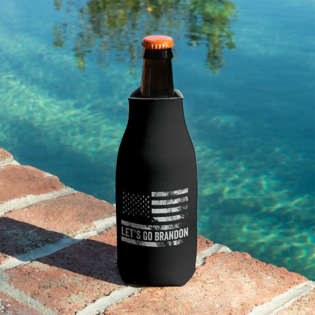 Porta-garrafa Vamos vai Brandon Funny Patriótico Bandeira Americ (Piscina in situ)