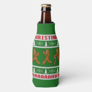 Porta-garrafa Verde Scared de Gingerbreadmen do Natal camisola
