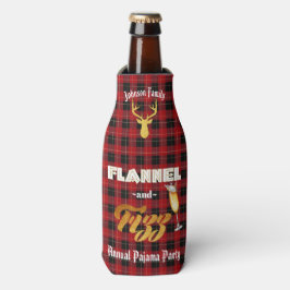Porta-garrafa Vermelho Flanel e Fizz|Xadrez Preta|Feriado de Fol
