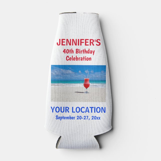 Porta-garrafa Viagem Tropical de Praia de Meninas festas de aniv (Frente)