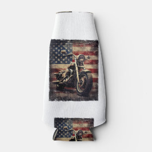 Porta-garrafa Vintage Motorcycle USA Flag Retro Biker American