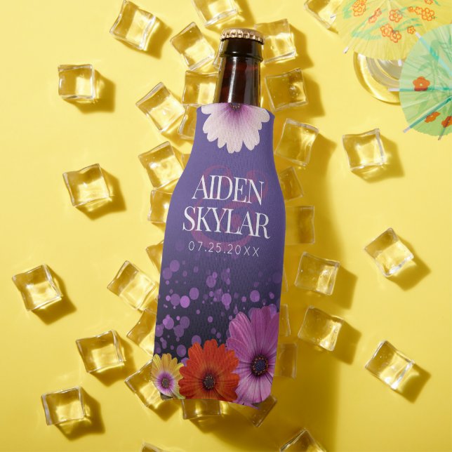 Porta-garrafa Visitas Elegantes com Casamento com Glitter Roxo (Verão in situ)