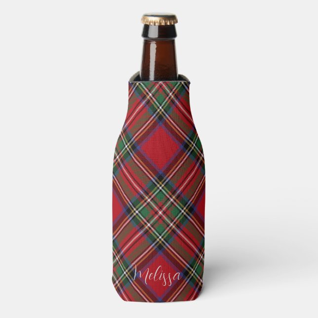 Porta-garrafa Xadrez Rustic Classic Stewart Tartan Personalizado (Frente da Garrafa)