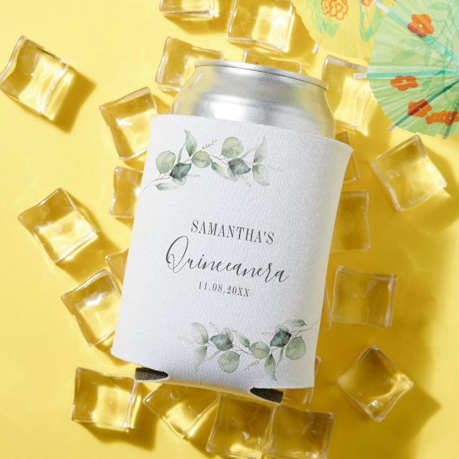 Porta-lata 15 Birthday Eucalyptus Greenery Quinceanera (Verão in situ)