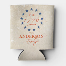 Porta-lata 1776 Estrelas Americanas e Nome da Família