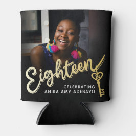 Porta-lata 18 18ª Chave dourada do roteiro de fotos de aniver