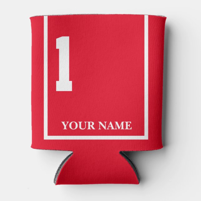 Porta-lata 1 Vermelho com sela branca em cobertor (Frente)