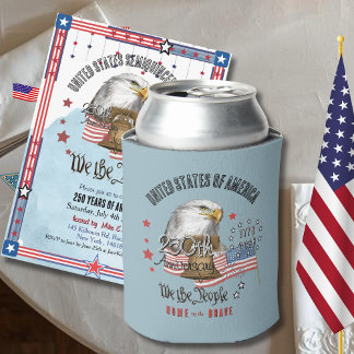 Porta-lata 250 Years of America Patriotic Custom Can Cooler