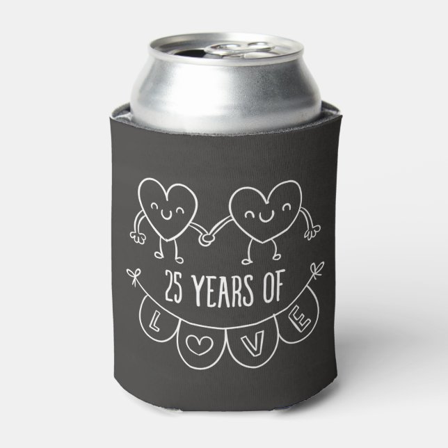 Porta-lata 25 Anniversário Gift Chalk Hearts (Can Front)
