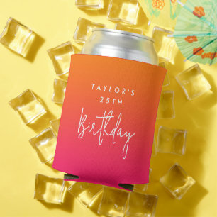 Porta-lata 25 Birthday Bold Hot Pink e Orange Ombro