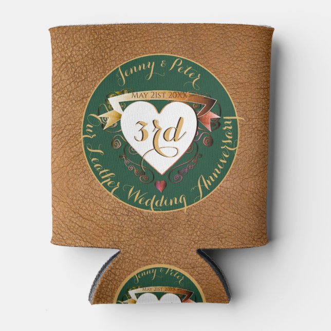Porta-lata 3º Aniversário do Casamento Couve (Imagem) Cooler (Frente)
