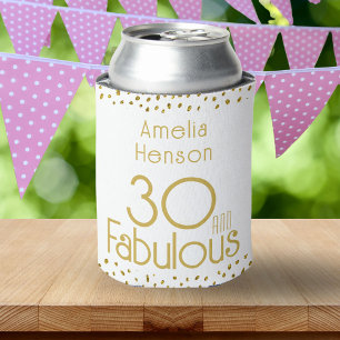 Porta-lata 30 e Fabuloso Brilho Dourado Aniversário de 30 ano