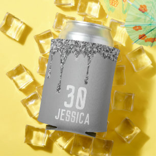 Porta-lata 30 Elegante Silver Moderno Elegante de Aniversário