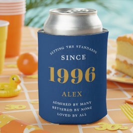 Porta-lata 30th Birthday Name 1996 Blue Gold Elegant Chic