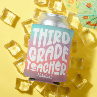 Porta-lata 3rd Grade Teacher Pink Aqua Ombre