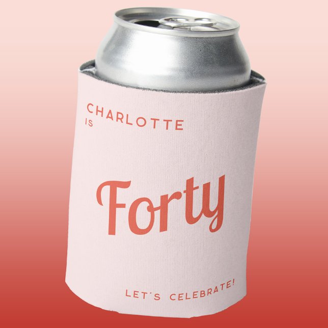 Porta-lata 40º aniversário moderno (Personalized name 40 forty fortieth birthday celebration can coolers)