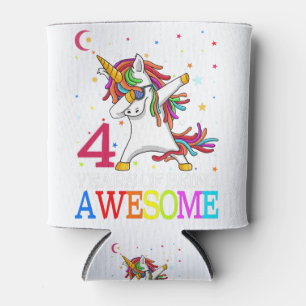 Porta-lata 4.º Aniversário Dabbing Unicorn Party Gift