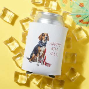Porta-lata 4 de julho Cão Patriótico de Caça Personalizado