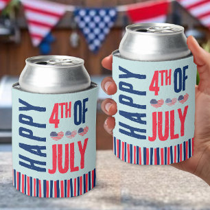 Porta-lata 4 De Julho Cute Patriótico EUA Bandeira Americana