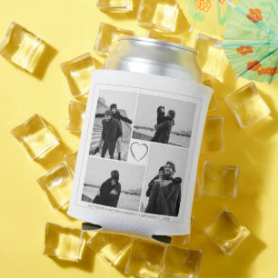 Porta-lata 4 Nome e Data do Aniversário da Colagem de Fotos