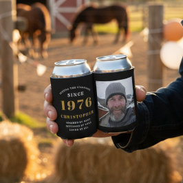Porta-lata 50º aniversário preto Dourado com fotografia