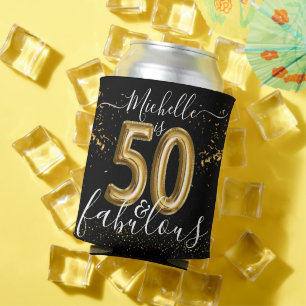 Porta-lata 50.º Balão Dourado brilhante Fabuloso de Aniversár