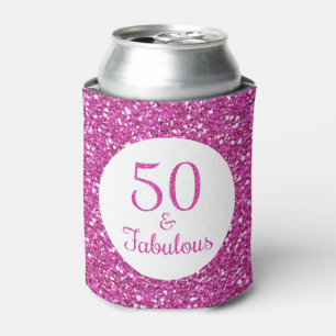 Porta-lata 50 & brilho fabuloso do rosa do aniversário