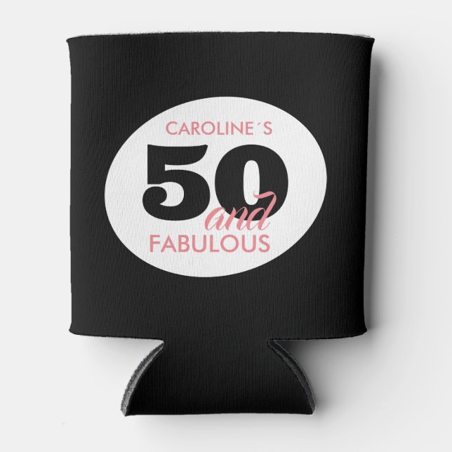 Porta-lata 50 e Fabuloso 50.º Aniversário Personalizado (Frente)