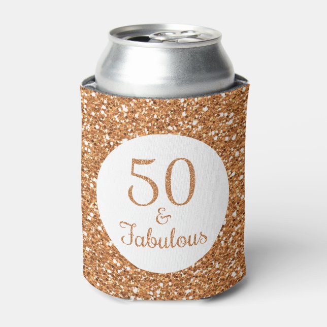 Porta-lata 50 e fabuloso Aniversário com brilho Dourado (Can Front)