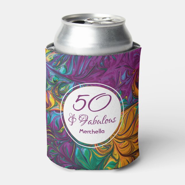 Porta-lata 50 e fabuloso aniversário personalizado de Abstrat (Can Front)