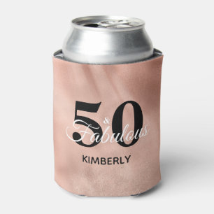 Porta-lata 50 e Fabuloso Aniversário Personalizado em Rosa Do