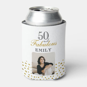 Porta-lata 50 e Fabuloso Brilho Dourado Foto 50º Aniversário