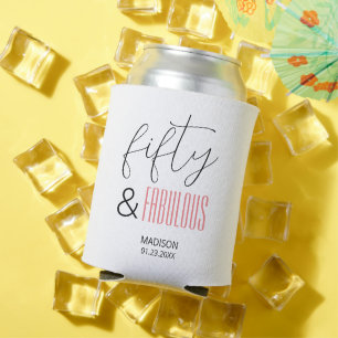 Porta-lata 50 e Fabuloso Rótulo Personalizado para Aniversári