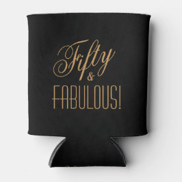 Porta-lata 50 e FABULOSOS Aniversário Preto Dourado Personali