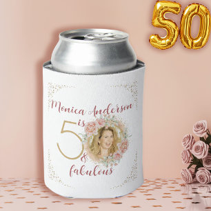Porta-lata 50 e Nome Fabuloso de Foto Floral de Watercolor