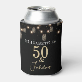 Porta-lata 50 e preto fabuloso com luzes de cordas