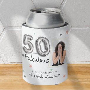 Porta-lata 50 estrelas de balão e fabulosas Foto Aniversári