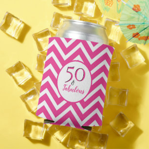 Porta-lata 50 & Fabuloso Aniversário de 50 anos Cereja Rosa C