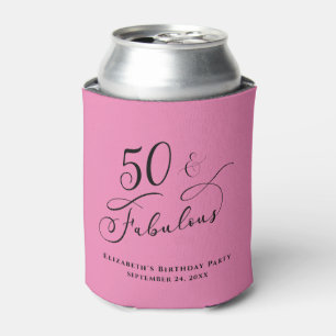 Porta-lata 50 Fabuloso cor-de-rosa Festa de aniversário pers