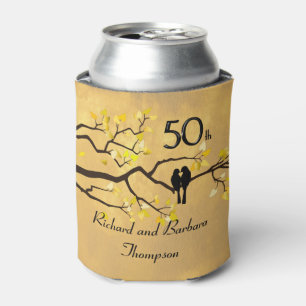 Porta-lata 50th Lovebirds do aniversário personalizados