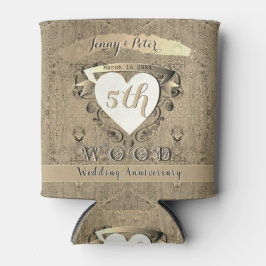 Porta-lata 5 Casamento Aniversário "Madeira" Bebida Cooler